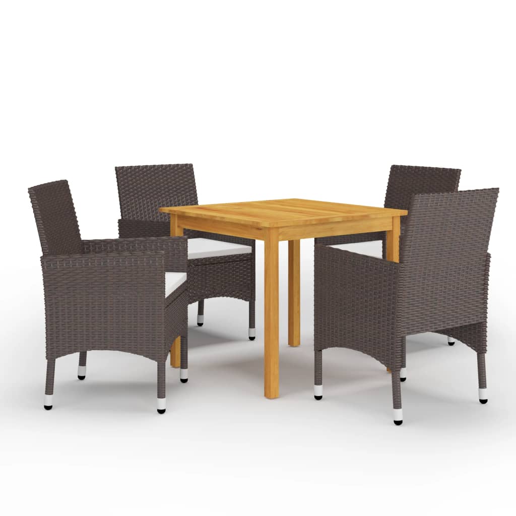5 Piece Patio Dining Set Brown