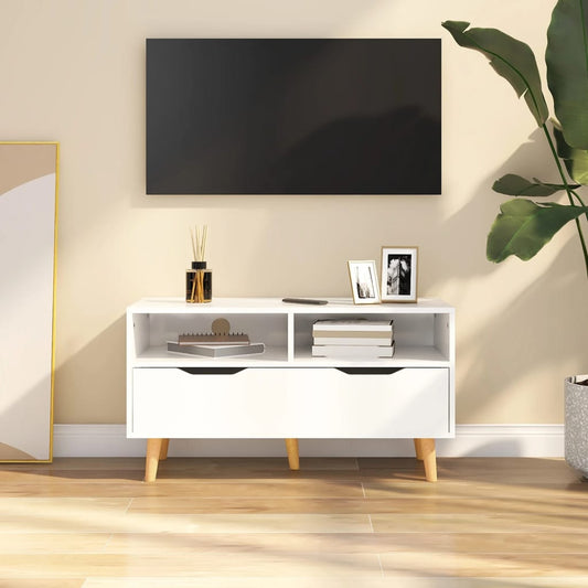TV Cabinet High Gloss White 35.4"x15.7"x19.1" Engineered Wood