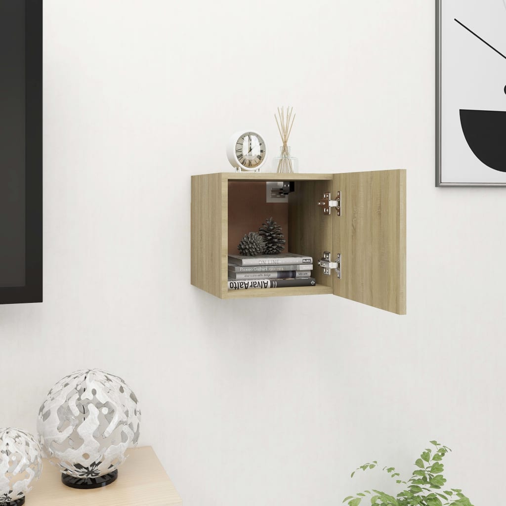 Wall Mounted TV Cabinet Sonoma Oak 12"x11.8"x11.8"