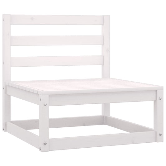 Patio Middle Sofa White Solid Pinewood