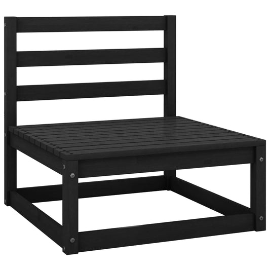 Patio Middle Sofa Black Solid Pinewood