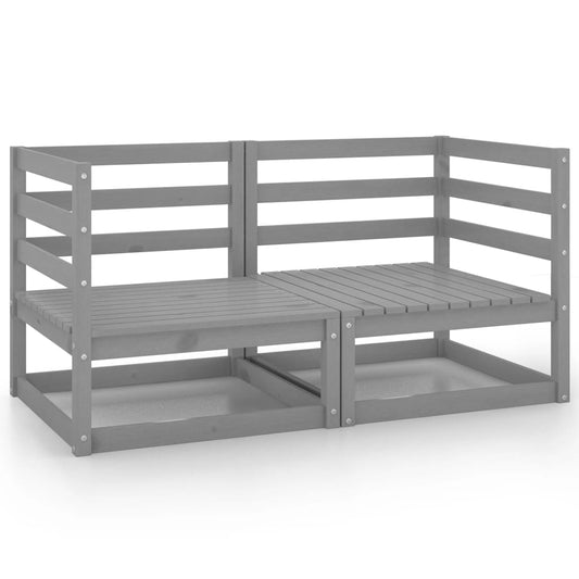 Patio Corner Sofas 2 pcs Gray Solid Pinewood