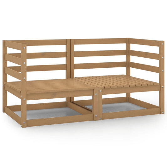 Patio Corner Sofas 2 pcs Honey Brown Solid Pinewood