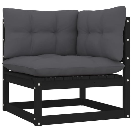 Patio Corner Sofa with Anthracite Cushions Solid Pinewood