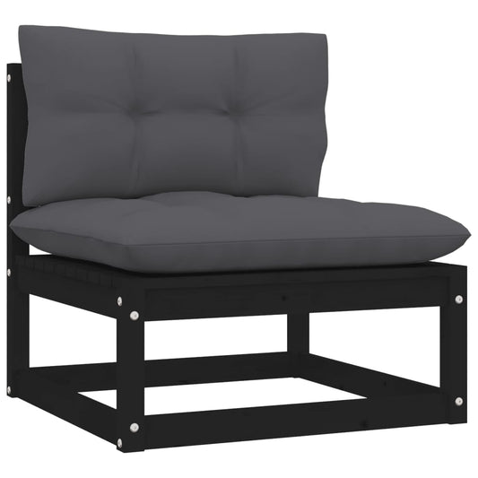 Patio Middle Sofa with Anthracite Cushions Solid Pinewood