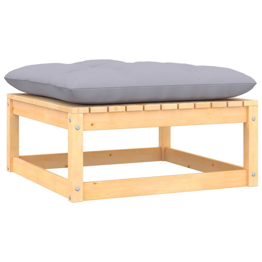 Patio Footstool with Cushion Solid Pinewood