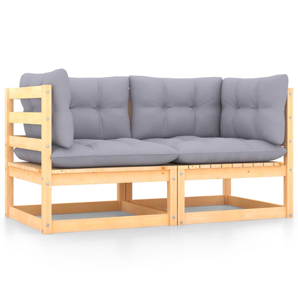 Patio 2-Seater Sofa with Cushions Solid Wood Pine