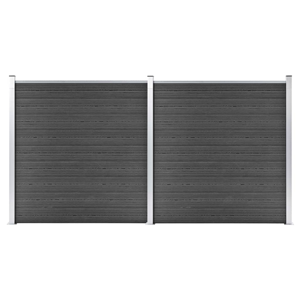 Fence Panel Set WPC 139"x73.2" Black