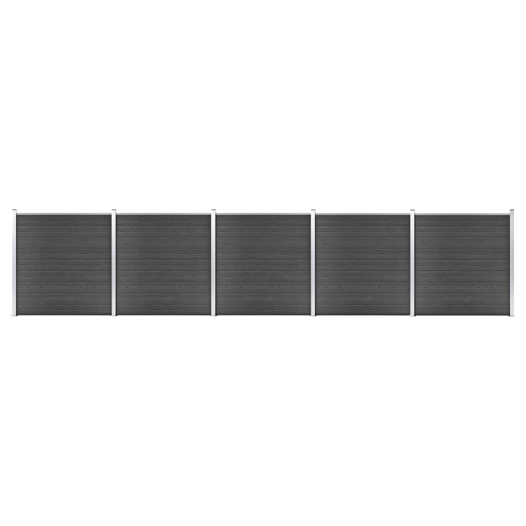 Fence Panel Set WPC 343.3"x73.2" Black