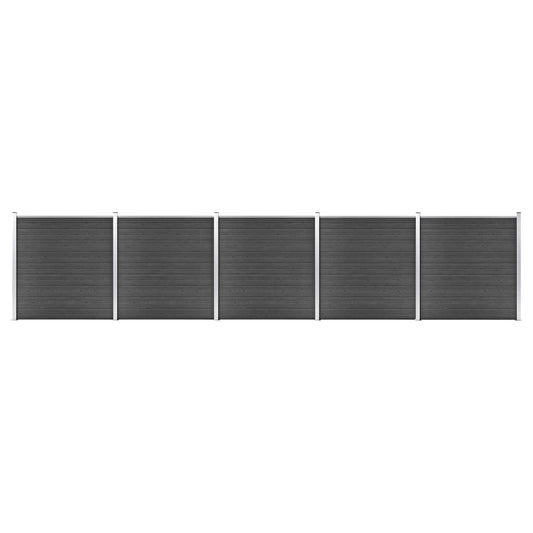 Fence Panel Set WPC 343.3"x73.2" Black
