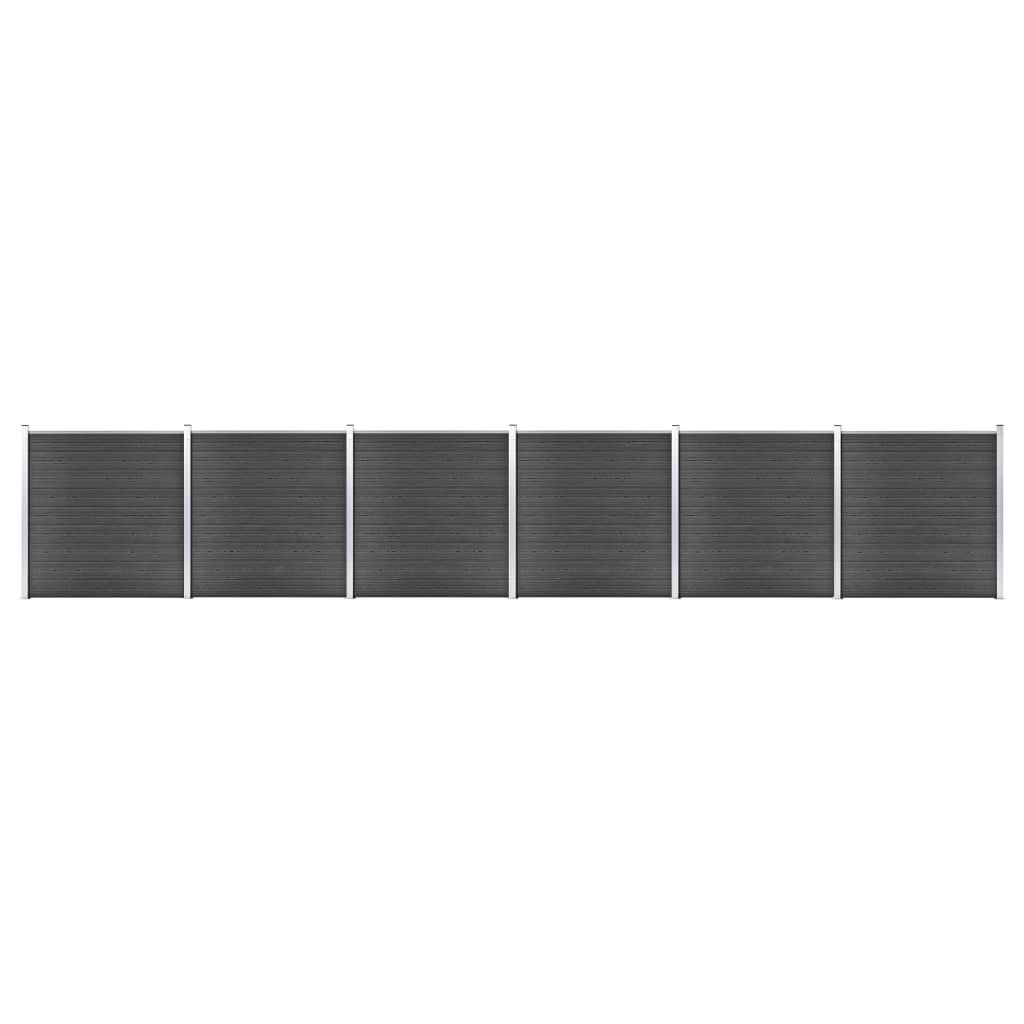 Fence Panel Set WPC 411.4"x73.2" Black