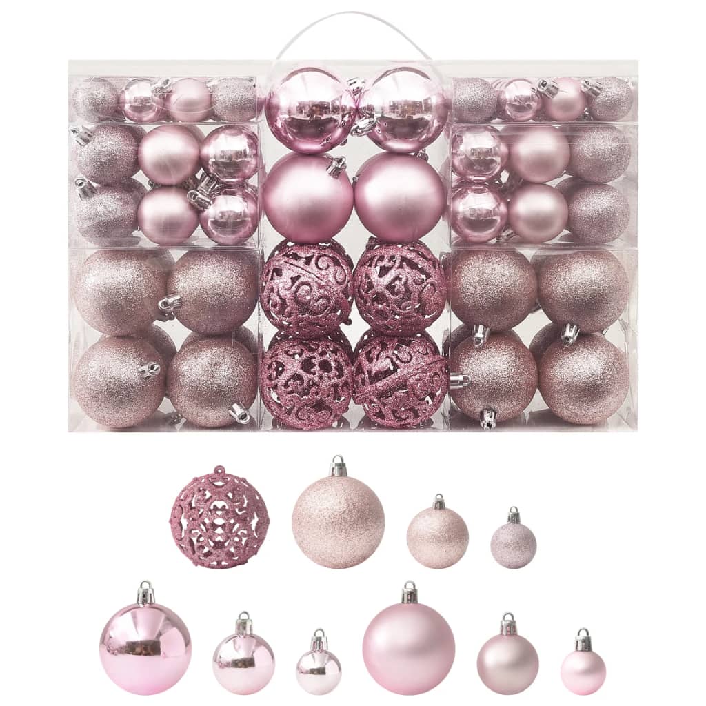 100 Piece Christmas Ball Set Pink