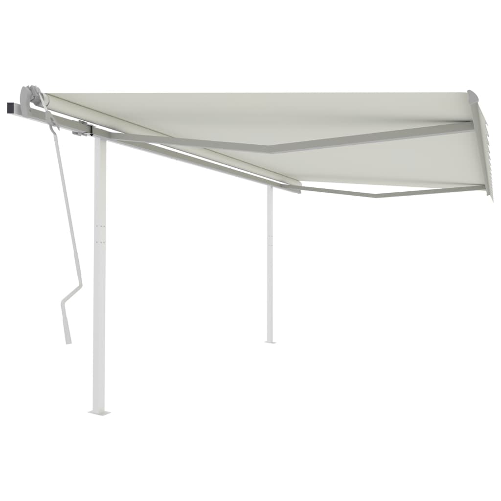 Manual Retractable Awning with Posts 13.1'x9.8' Cream