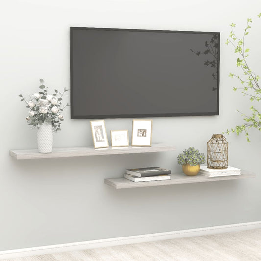 Floating Wall Shelves 2 pcs Concrete Gray 47.2"x9.3"x1.5" MDF