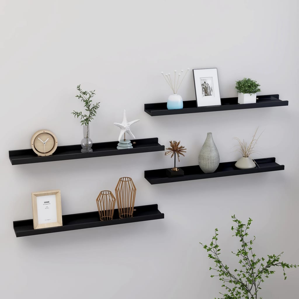 Wall Shelves 4 pcs Black 23.6"x3.5"x1.2"