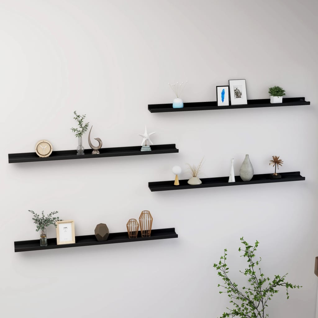 Wall Shelves 4 pcs Black 39.4"x3.5"x1.2"