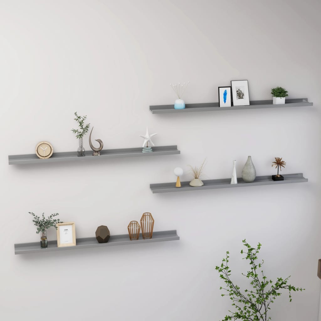 Wall Shelves 4 pcs Gray 39.4"x3.5"x1.2"