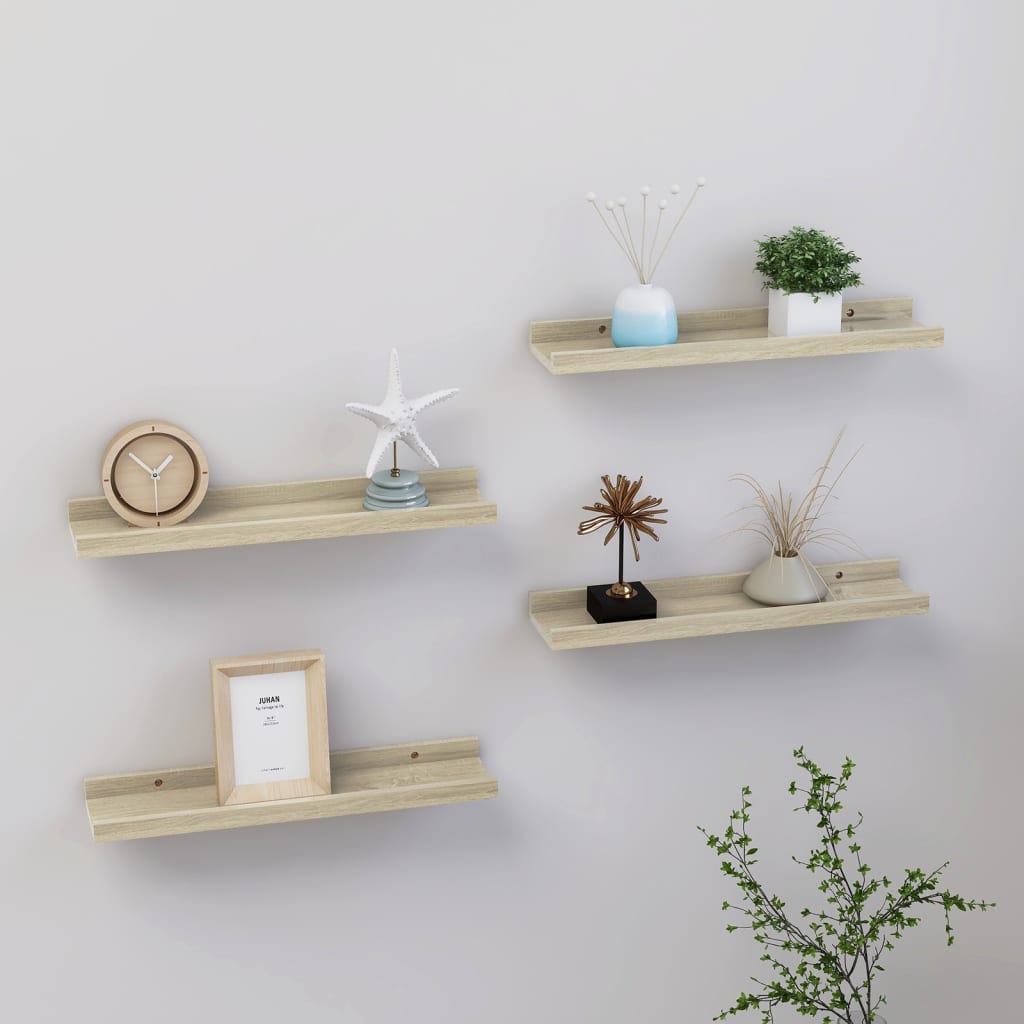 Wall Shelves 4 pcs Sonoma Oak 15.7"x3.5"x1.2"