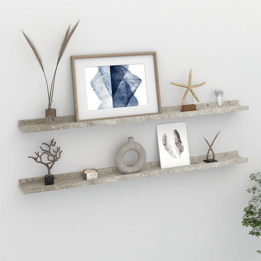 Wall Shelves 2 pcs Concrete Gray 39.4"x3.5"x1.2"