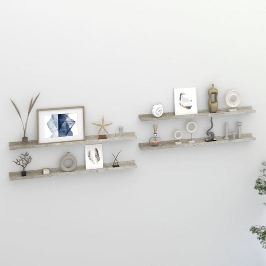Wall Shelves 4 pcs Concrete Gray 39.4"x3.5"x1.2"