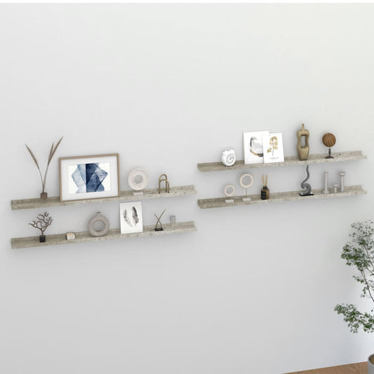 Wall Shelves 4 pcs Concrete Gray 45.3"x3.5"x1.2"