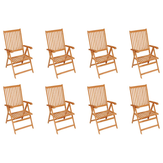 Reclining Patio Chairs 8 pcs Solid Teak Wood