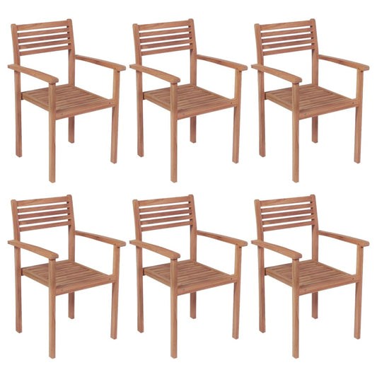 Stackable Patio Chairs 6 pcs Solid Teak Wood
