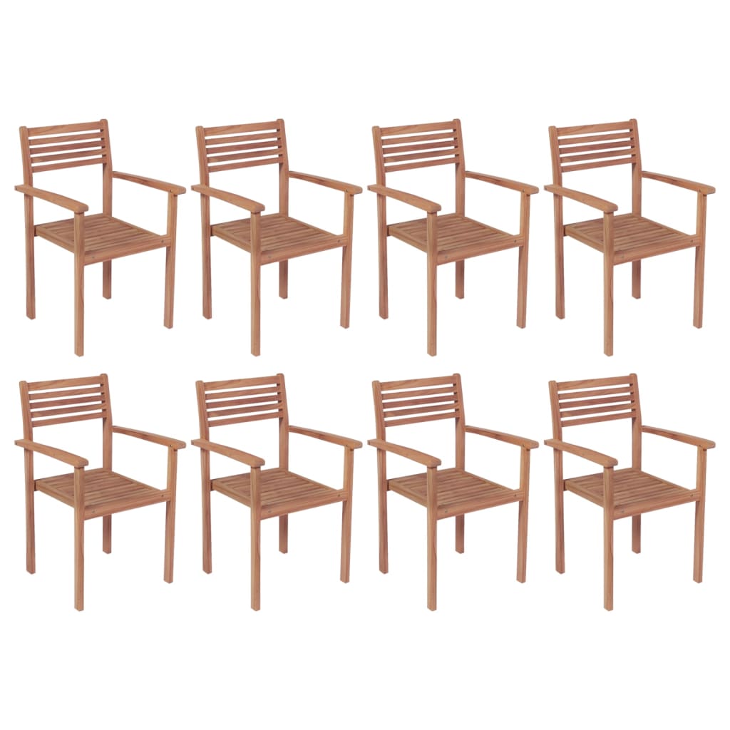 Stackable Patio Chairs 8 pcs Solid Teak Wood