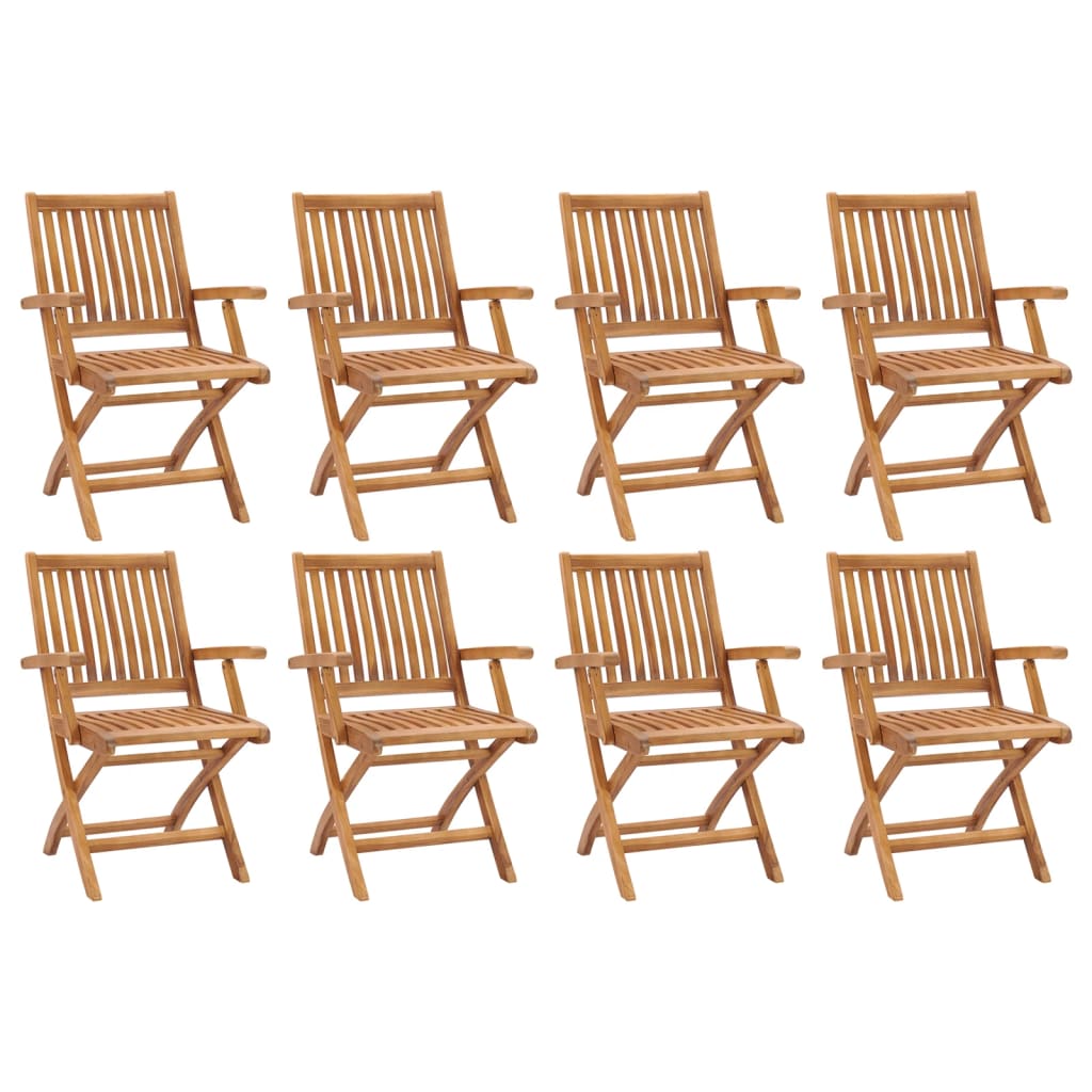 Folding Patio Chairs 8 pcs Solid Teak Wood