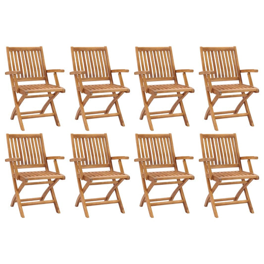 Folding Patio Chairs 8 pcs Solid Teak Wood