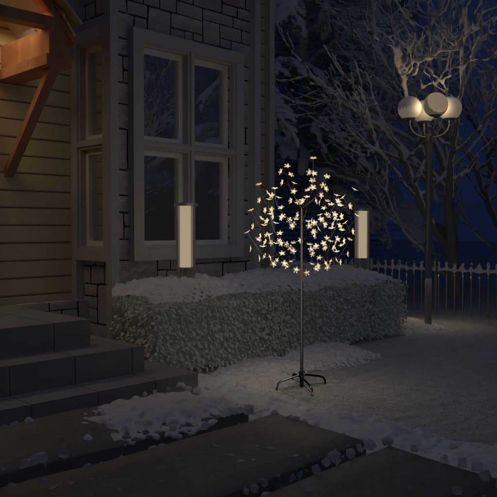 Christmas Tree 120 LEDs Warm White Light Cherry Blossom 5 ft