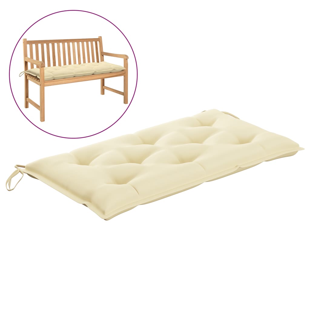 Garden Bench Cushion Cream White 43.3"x19.6"x2.7" Fabric