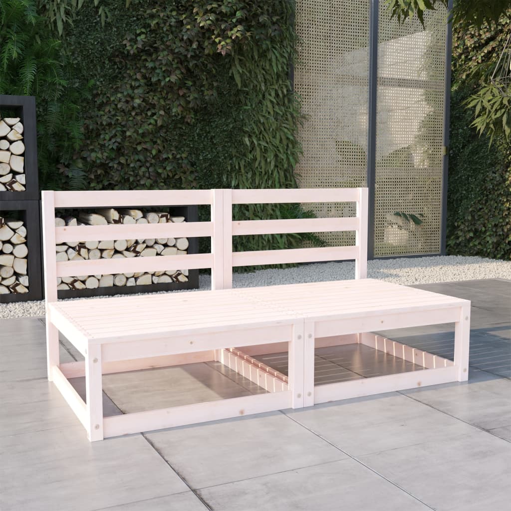 Patio 2-Seater Sofa White Solid Pinewood