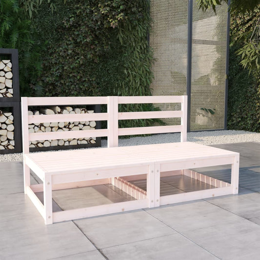 Patio 2-Seater Sofa White Solid Pinewood