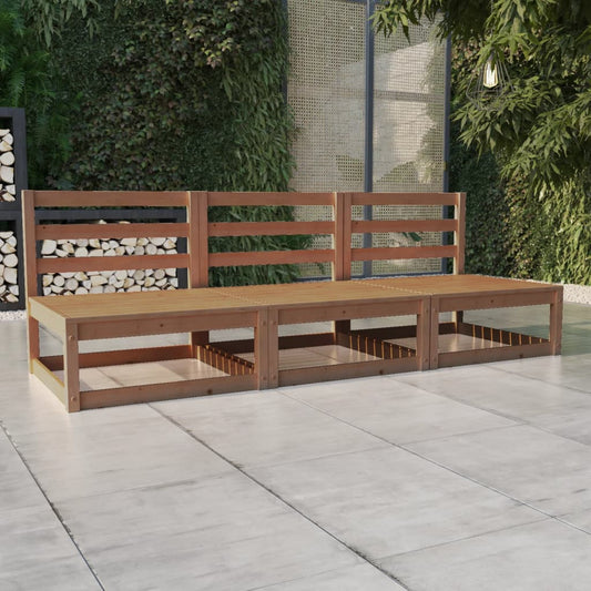Patio 3-Seater Sofa Honey Brown Solid Pinewood