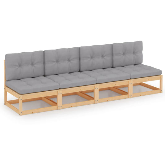 4-Seater Patio Sofa with Cushions Solid Wood Pine