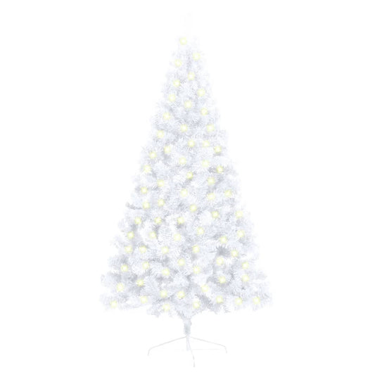 Artificial Half Christmas Tree with LED&Stand White 59.1" PVC