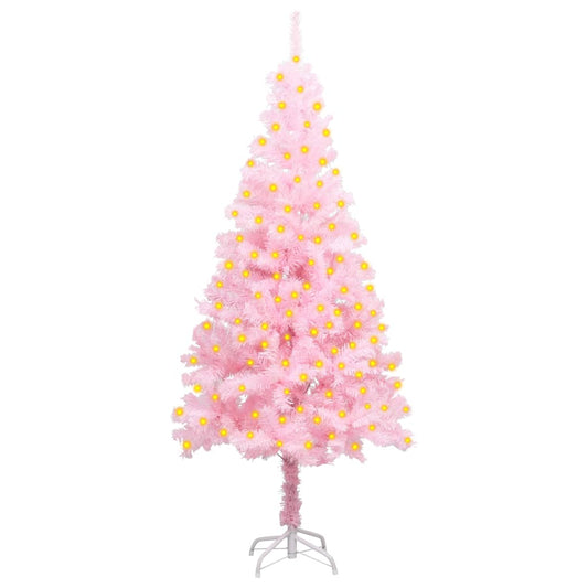 Artificial Christmas Tree with LEDs&Stand Pink 59.1" PVC