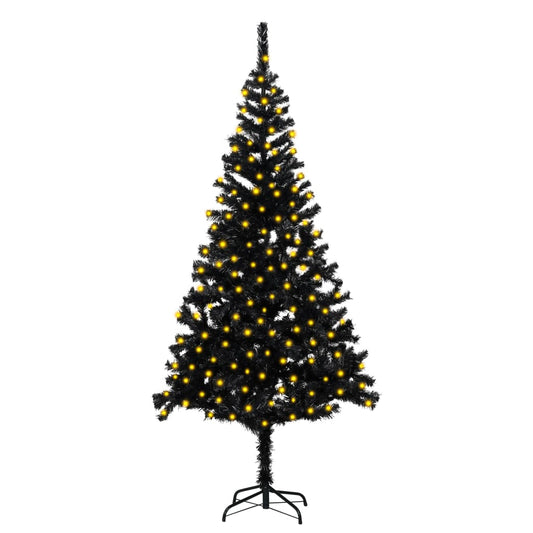Artificial Christmas Tree with LEDs&Stand Black 82.7" PVC