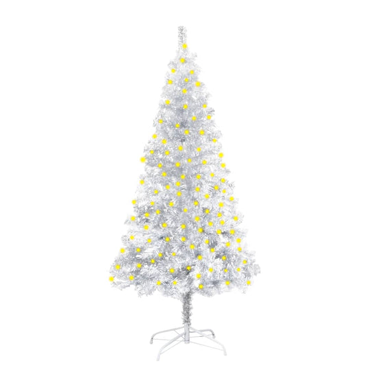 Artificial Christmas Tree with LEDs&Stand Silver 59.1" PET