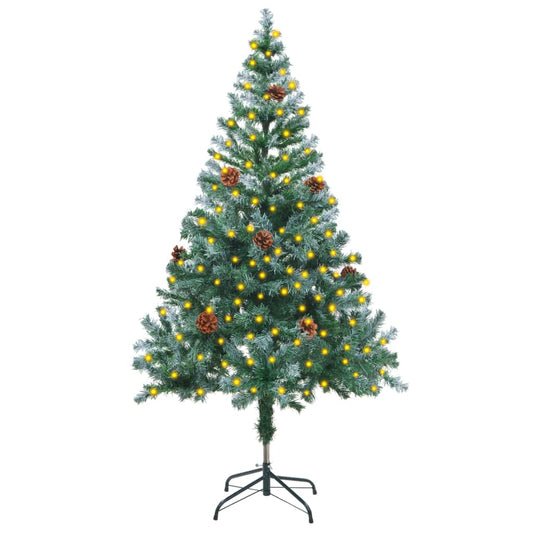 Frosted Christmas Tree with LEDs&Pinecones 59.1"