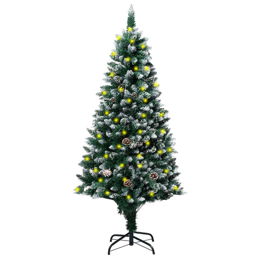 Artificial Christmas Tree LEDs&Pine Cones&White Snow 70.9"