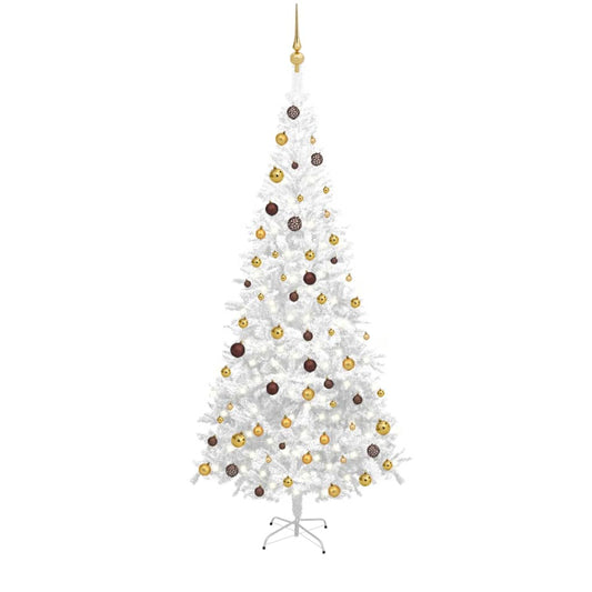 Artificial Christmas Tree with LEDs&Ball Set L 94.5" White