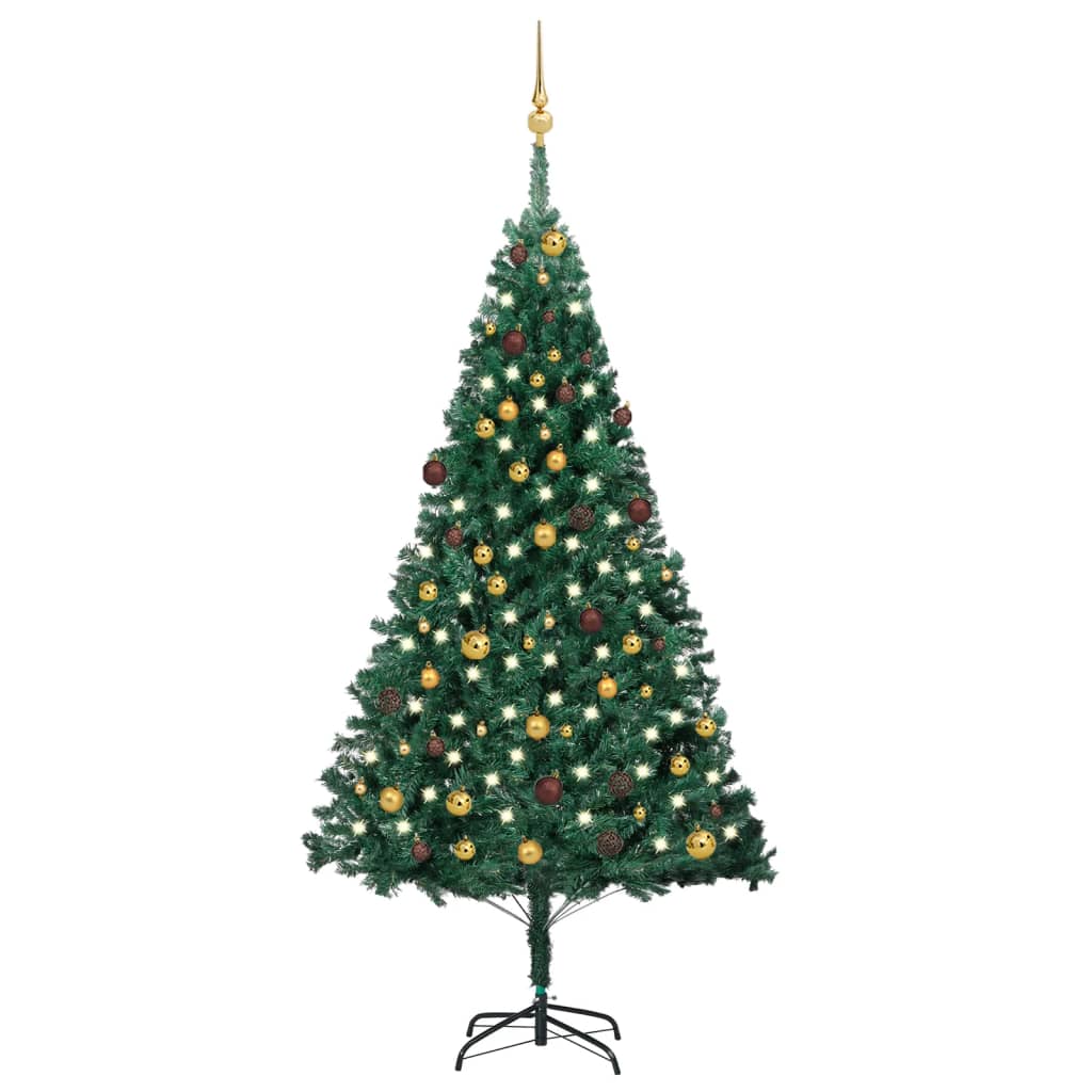 Artificial Christmas Tree with LEDs&Ball Set Green 82.7" PVC