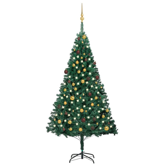 Artificial Christmas Tree with LEDs&Ball Set Green 82.7" PVC