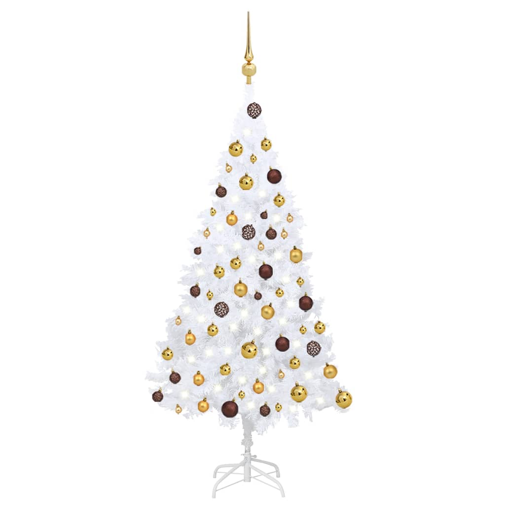 Artificial Christmas Tree with LEDs&Ball Set White 47.2" PVC