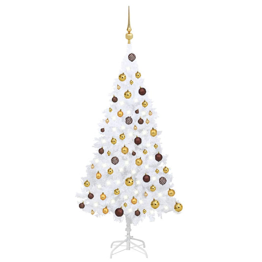 Artificial Christmas Tree with LEDs&Ball Set White 47.2" PVC