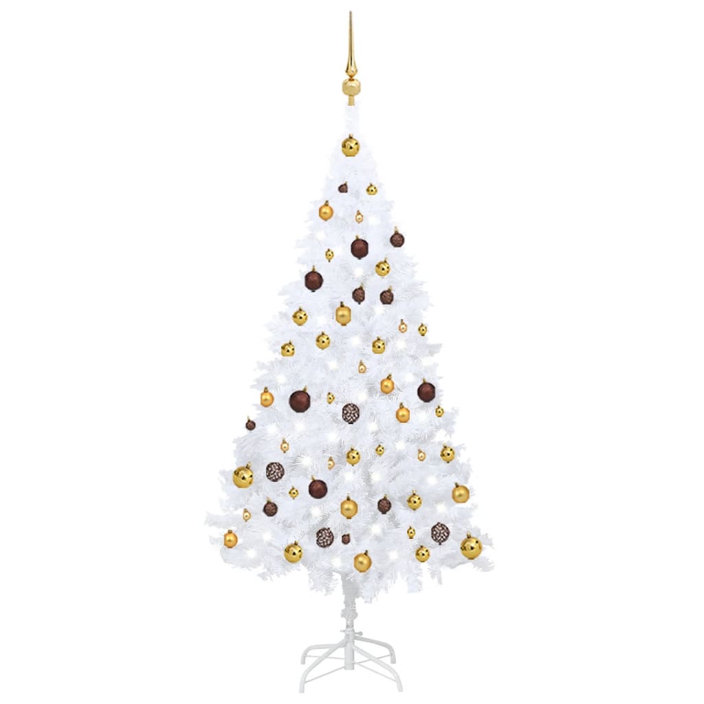 Artificial Christmas Tree with LEDs&Ball Set White 59.1" PVC