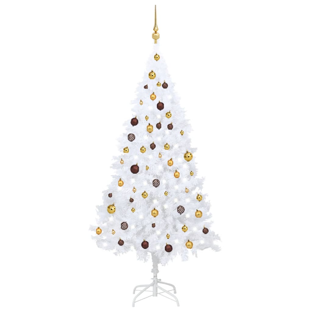 Artificial Christmas Tree with LEDs&Ball Set White 70.9" PVC
