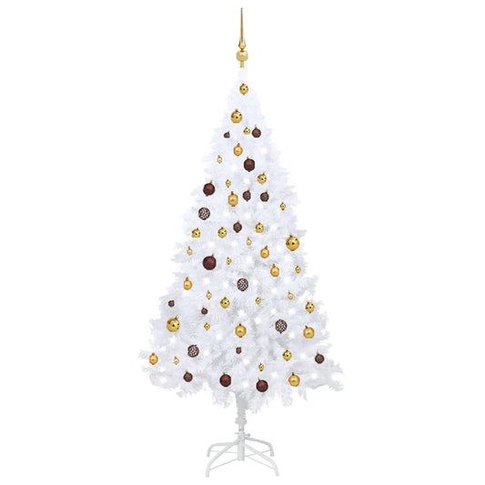 Artificial Christmas Tree with LEDs&Ball Set White 70.9" PVC